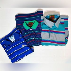 LOT  Vintage 90s Boston Traders Izod Lacoste Polo 3 retro boy kids youth blue